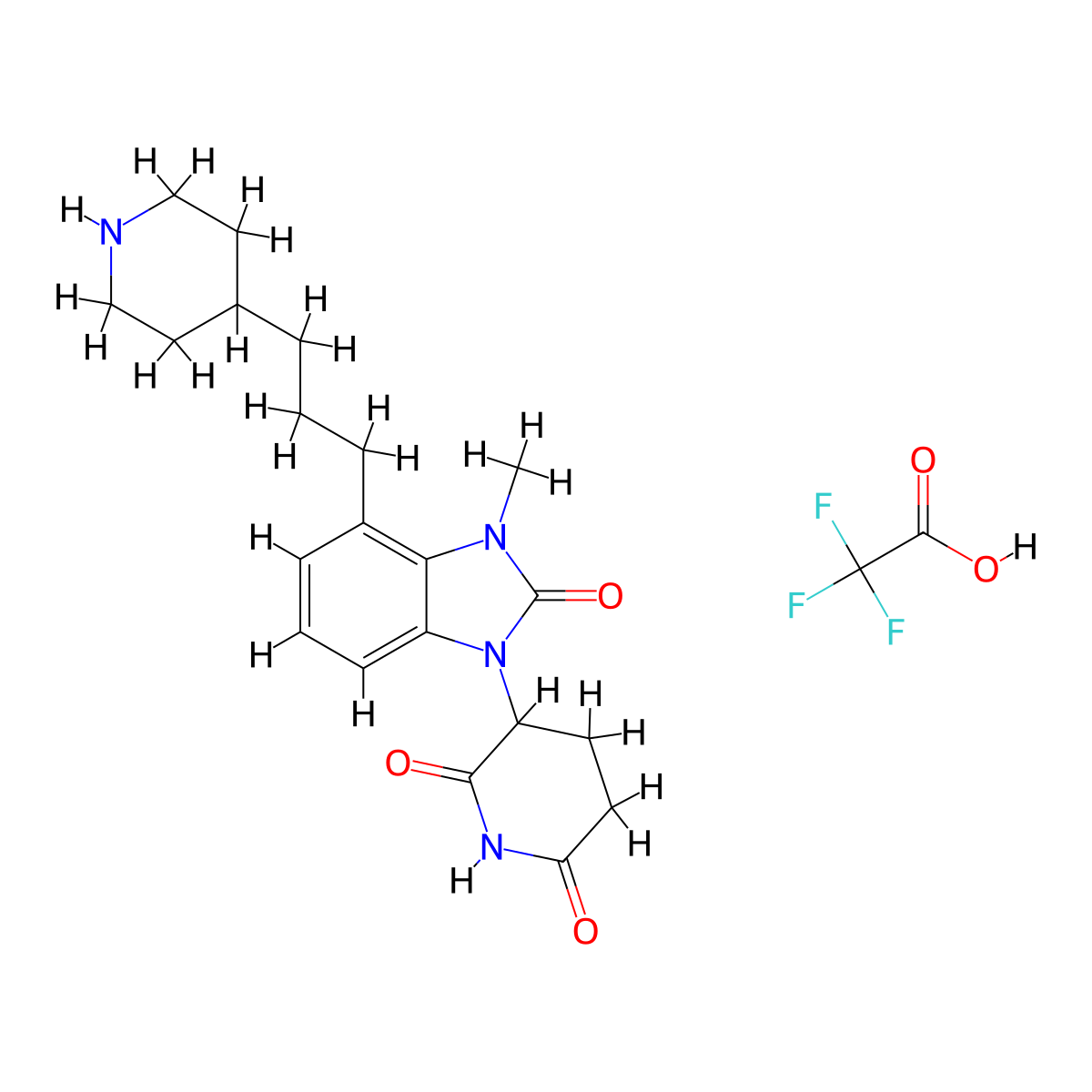 3-[3-Methyl-2-oxo-4-[3-(4-piperidyl)propyl]benzimidazol-1-yl]piperidine-2,6-dione 2,2,2-trifluoroacetic acid molecular structure, CAS 2767166-68-5