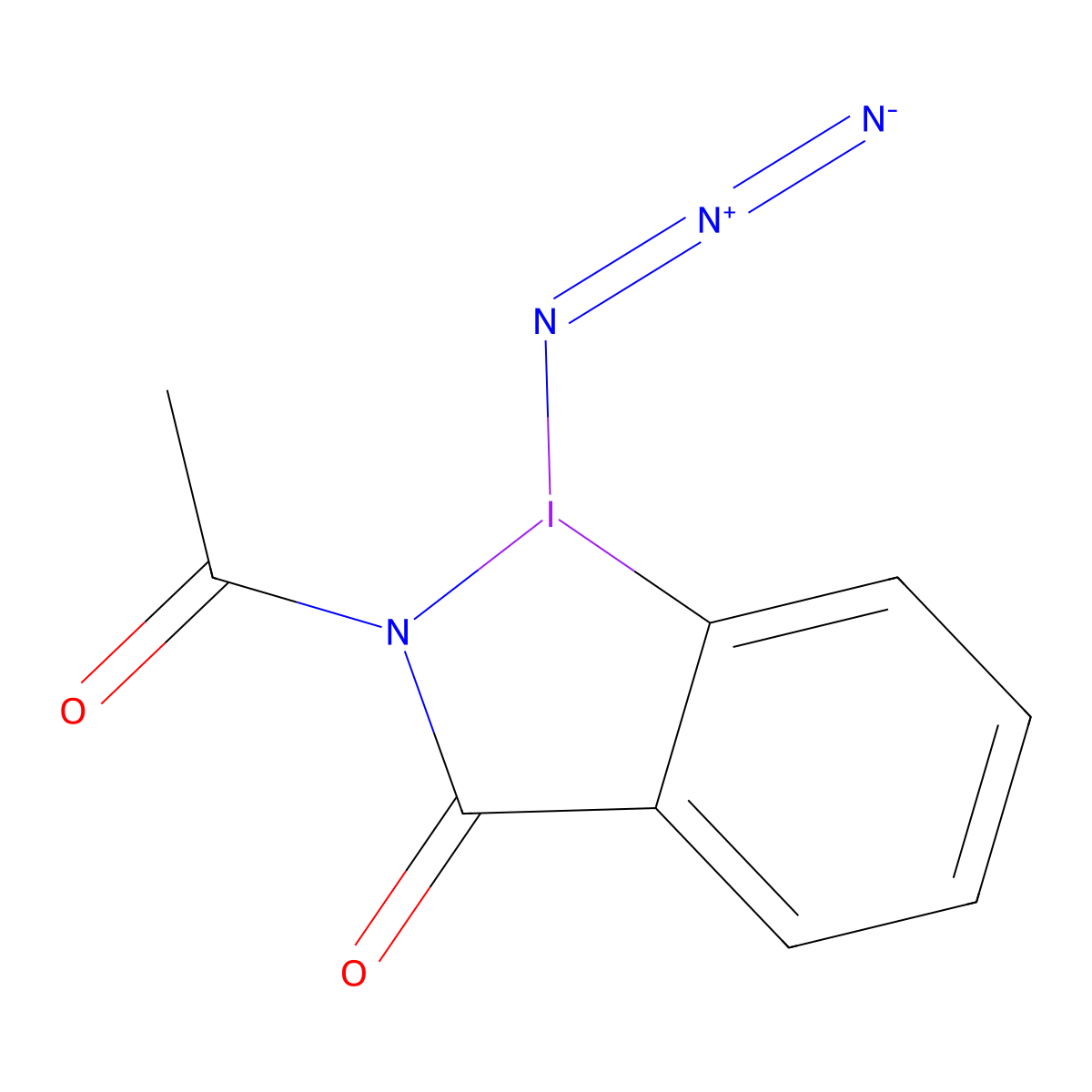 2-Acetyl-1-azido-1,2-dihydro-3H-1l3-benzo[d][1,2]iodazol-3-one(ABZ-N3) molecular structure, CAS 2767268-80-2