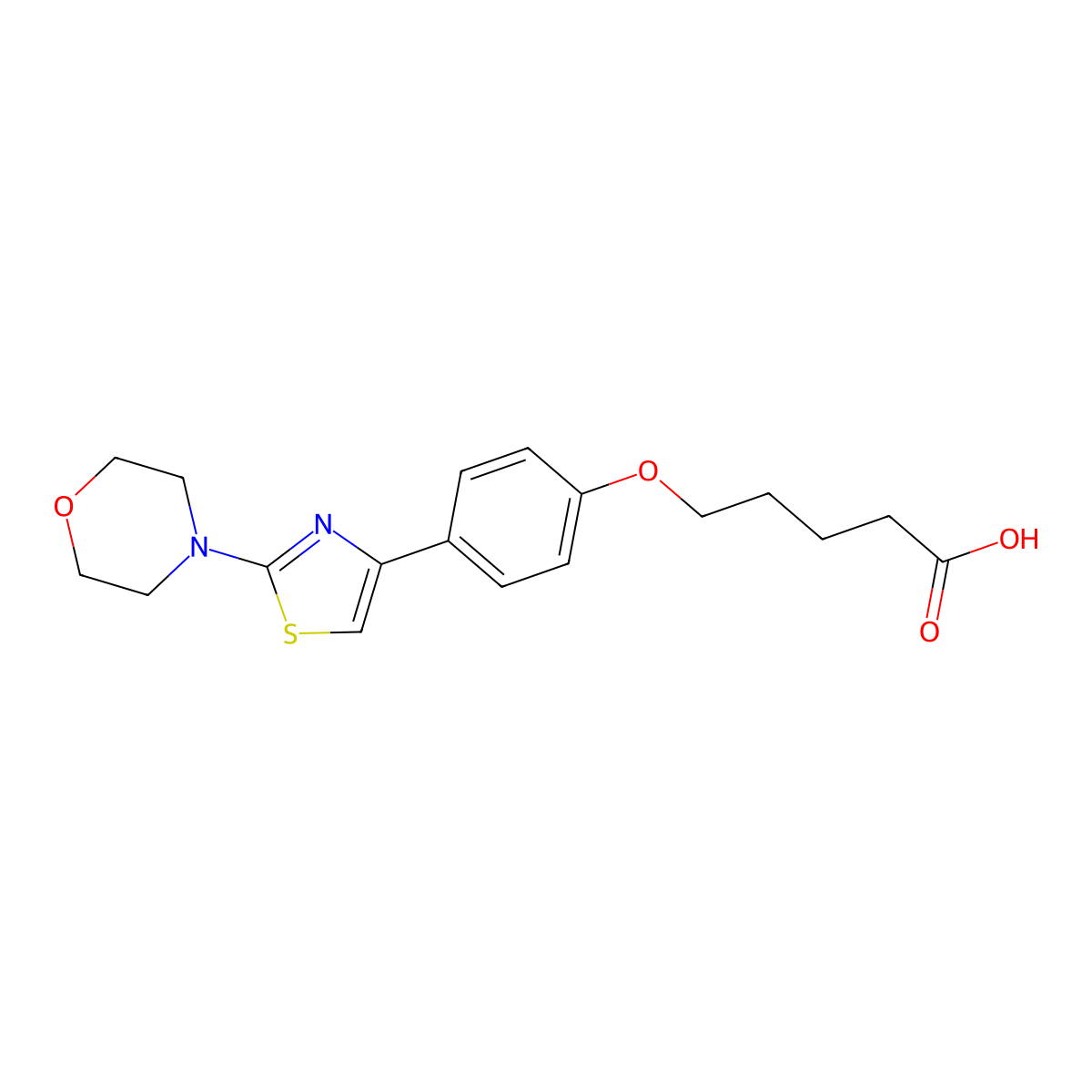 5-(4-(2-Morpholinothiazol-4-YL)phenoxy)pentanoic acid molecular structure, CAS 2767440-50-4