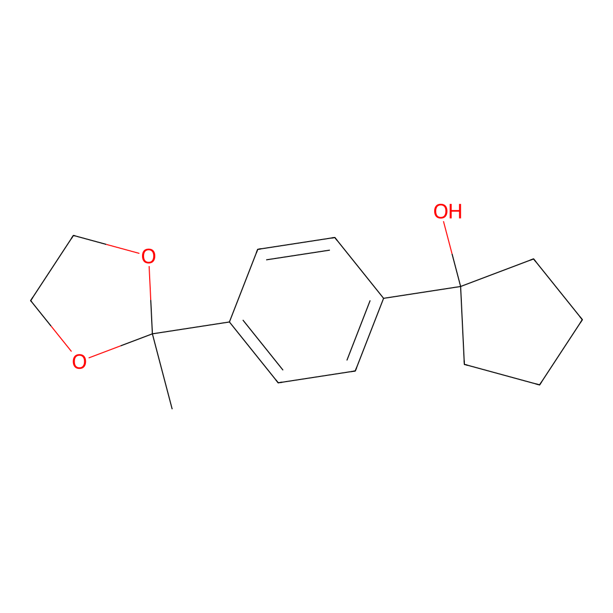 1-(4-(2-Methyl-1,3-dioxolan-2-yl)phenyl)cyclopentanol molecular structure, CAS 27676-29-5
