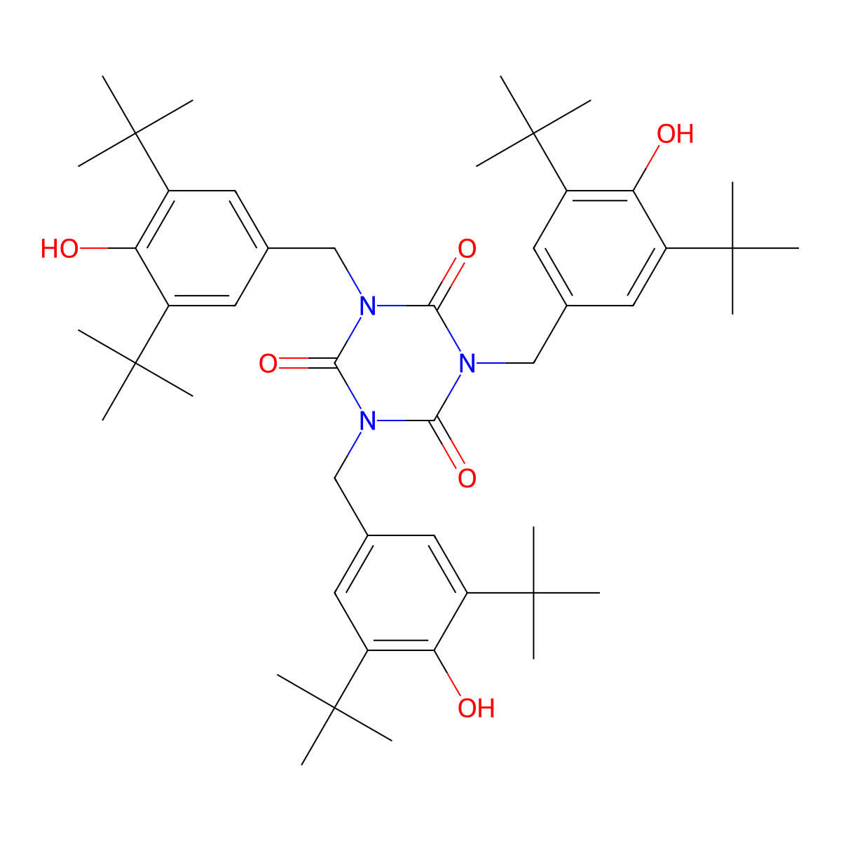 Tris(3,5-di-tert-butyl-4-hydroxybenzyl) isocyanurate molecular structure, CAS 27676-62-6