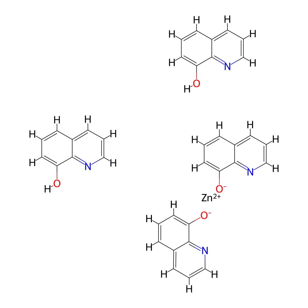 Bis(quinolin-8-ol-N1)bis(quinolin-8-olato-N1,O8)zinc molecular structure, CAS 27677-26-5