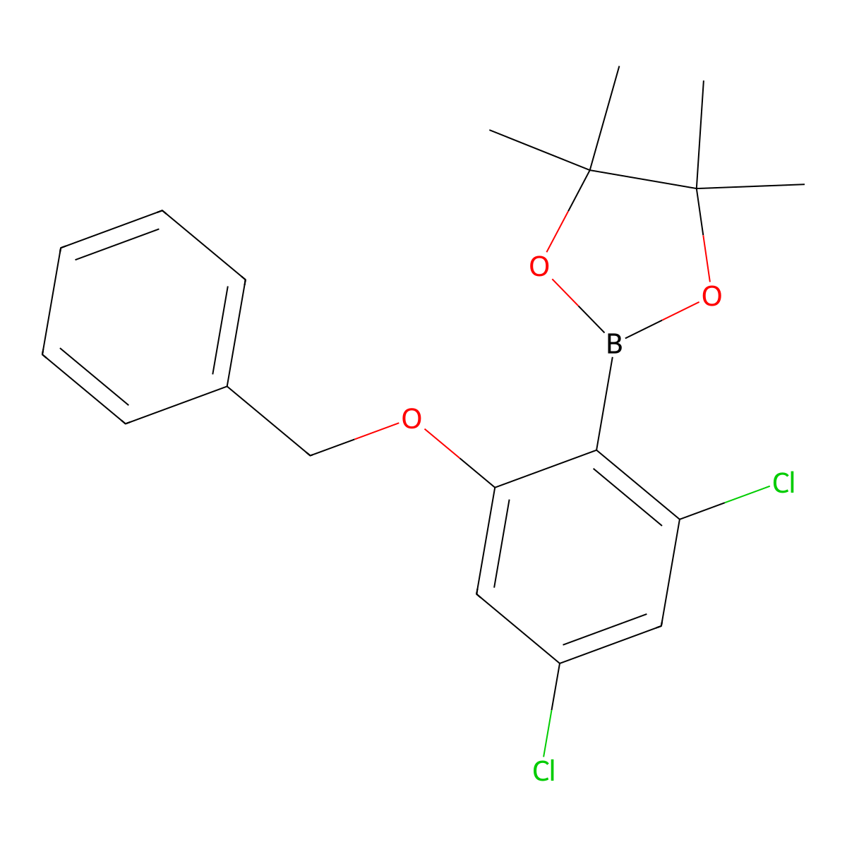 2-(2-(Benzyloxy)-4,6-dichlorophenyl)-4,4,5,5-tetramethyl-1,3,2-dioxaborolane molecular structure, CAS 2767996-00-7