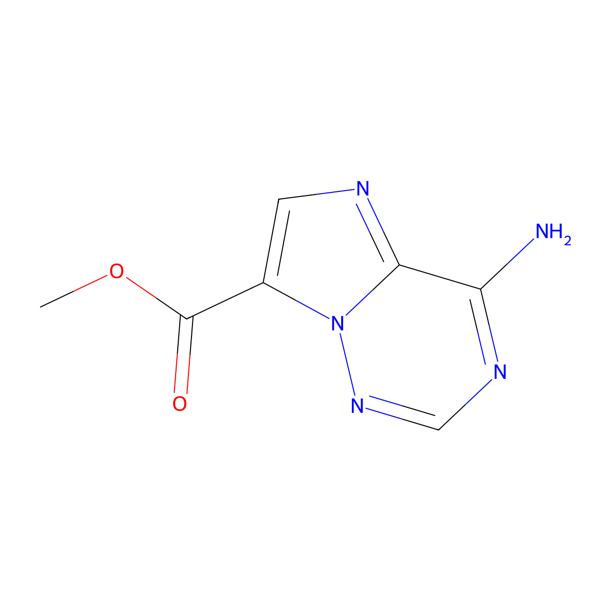 Methyl 4-aminoimidazo(2,1-f)(1,2,4)triazine-7-carboxylate molecular structure, CAS 2767998-54-7