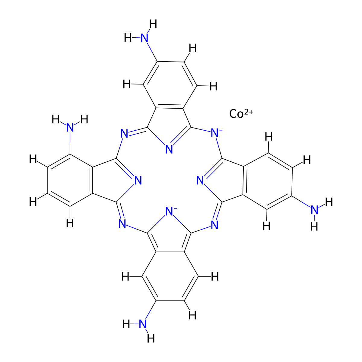 (4,4′,4′′,4′′′-Tetraaminophthalocyaninato)cobalt molecular structure, CAS 27680-31-5