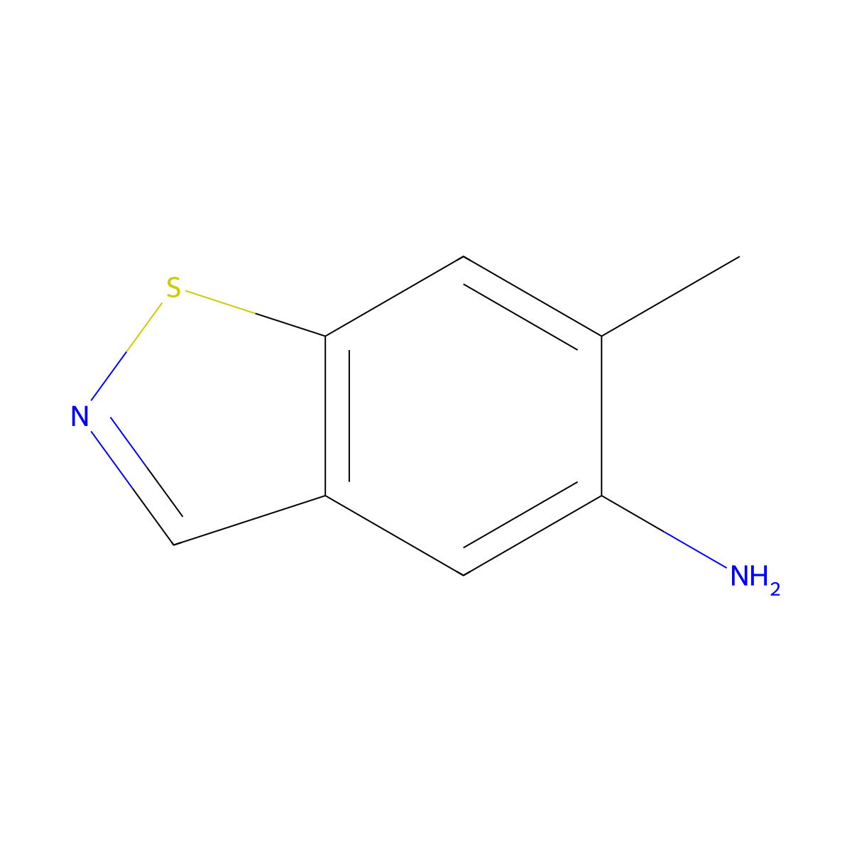 6-Methyl-1,2-benzothiazol-5-amine molecular structure, CAS 2768029-14-5