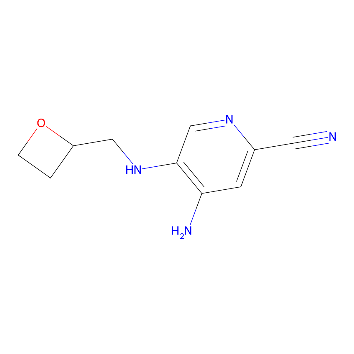 (S)-4-amino-5-((oxetan-2-ylmethyl)amino)picolinonitrile molecular structure, CAS 2768090-68-0