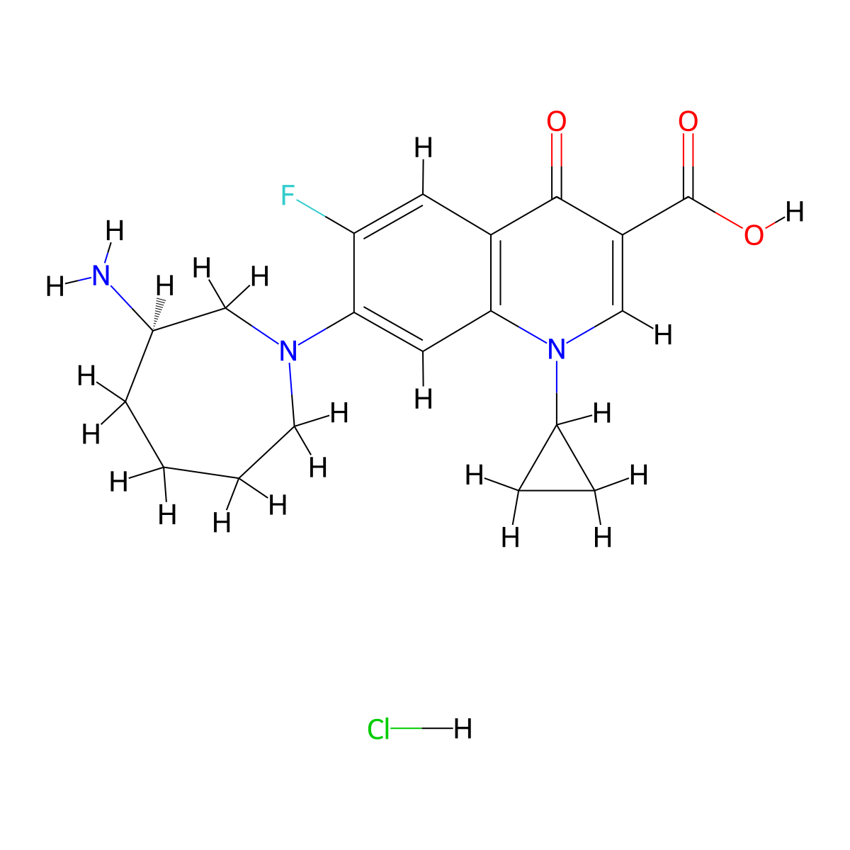 (R)-7-(3-Aminoazepan-1-YL)-1-cyclopropyl-6-fluoro-4-oxo-1,4-dihydroquinoline-3-carboxylic acid hydrochloride molecular structure, CAS 2768147-52-8
