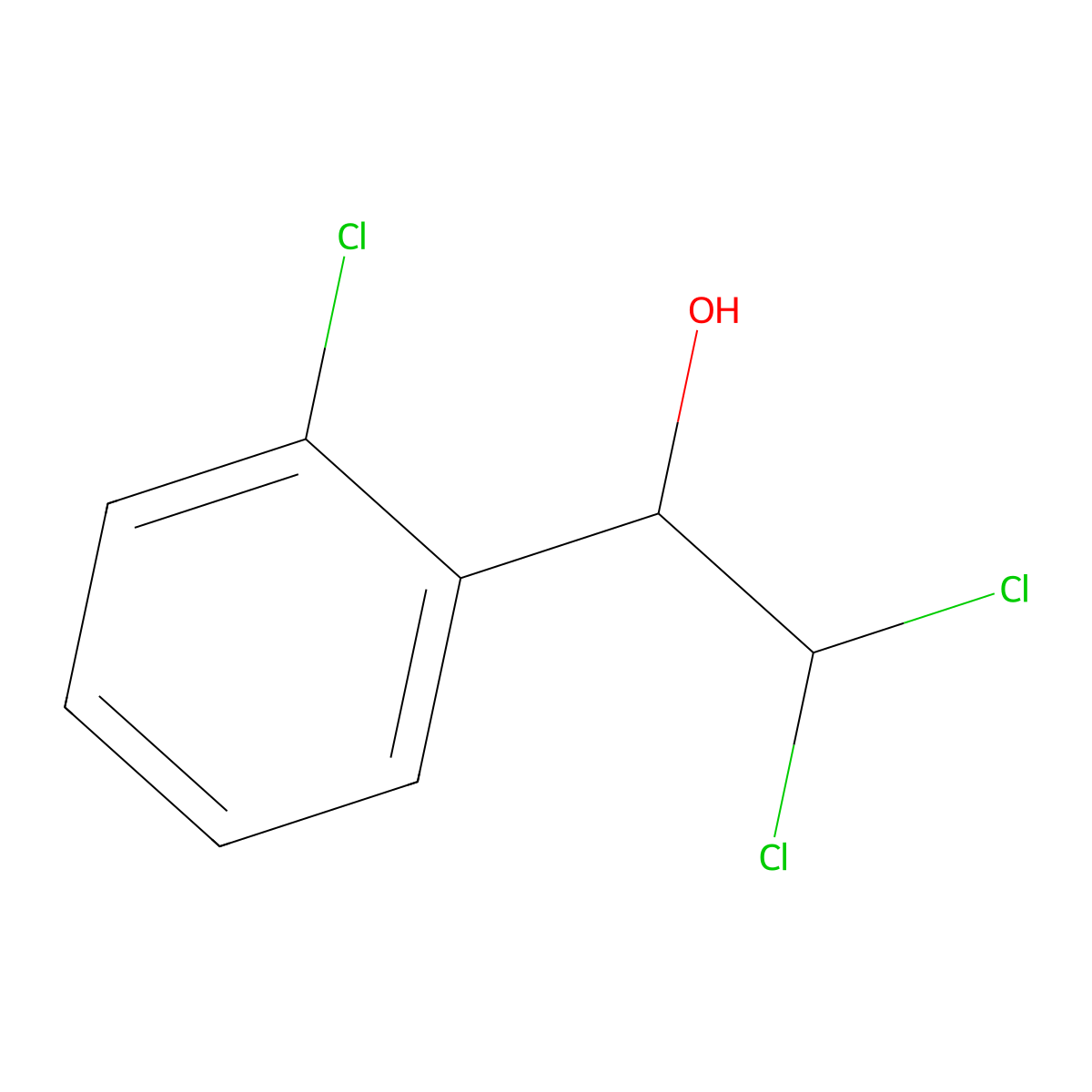 2,2-Dichloro-1-(2-chlorophenyl) ethanol molecular structure, CAS 27683-60-9