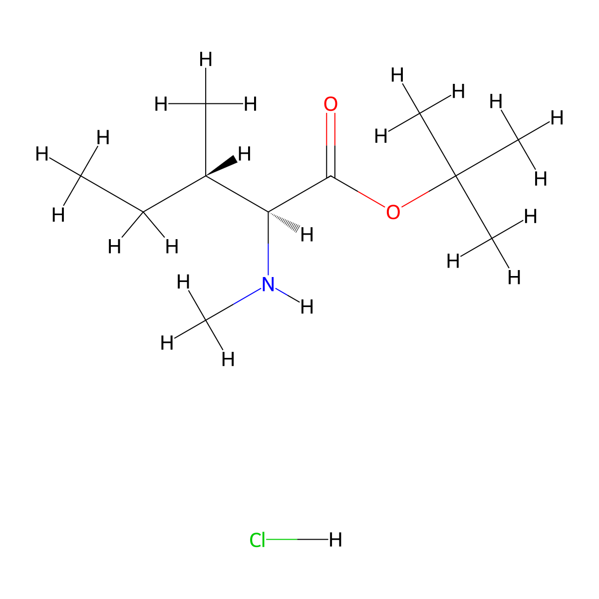 tert-butyl (2S,3S)-3-methyl-2-(methylamino)pentanoate hydrochloride molecular structure, CAS 2768300-42-9