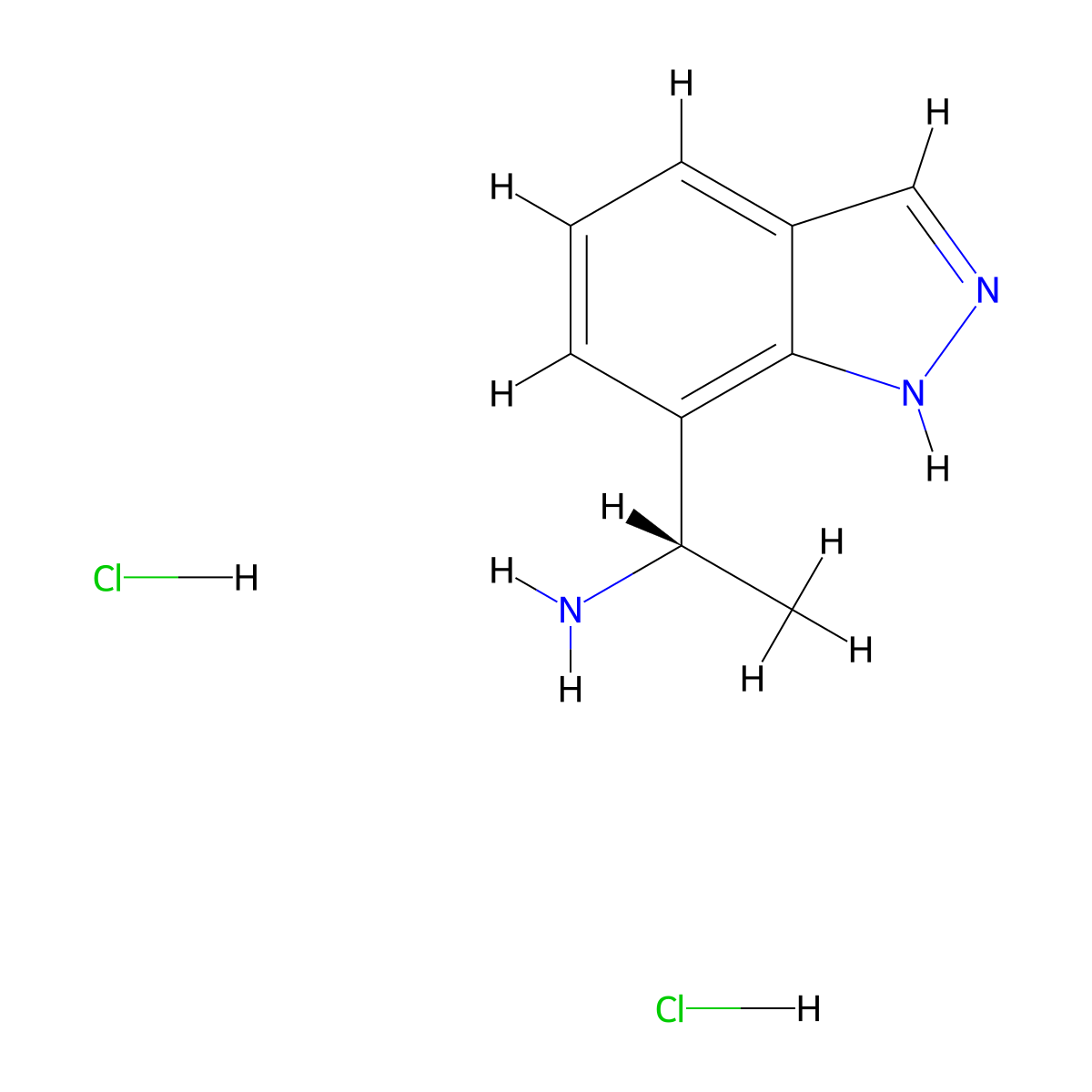 (1S)-1-(1H-indazol-7-yl)ethan-1-amine dihydrochloride molecular structure, CAS 2768300-44-1