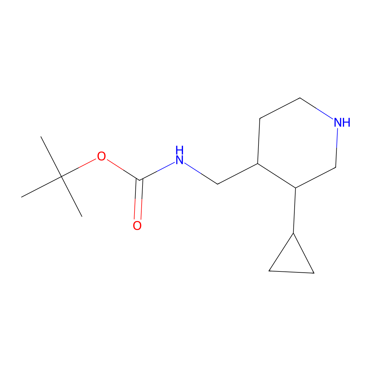 tert-butyl N-{[(3R,4R)-3-cyclopropylpiperidin-4-yl]methyl}carbamate molecular structure, CAS 2768300-45-2