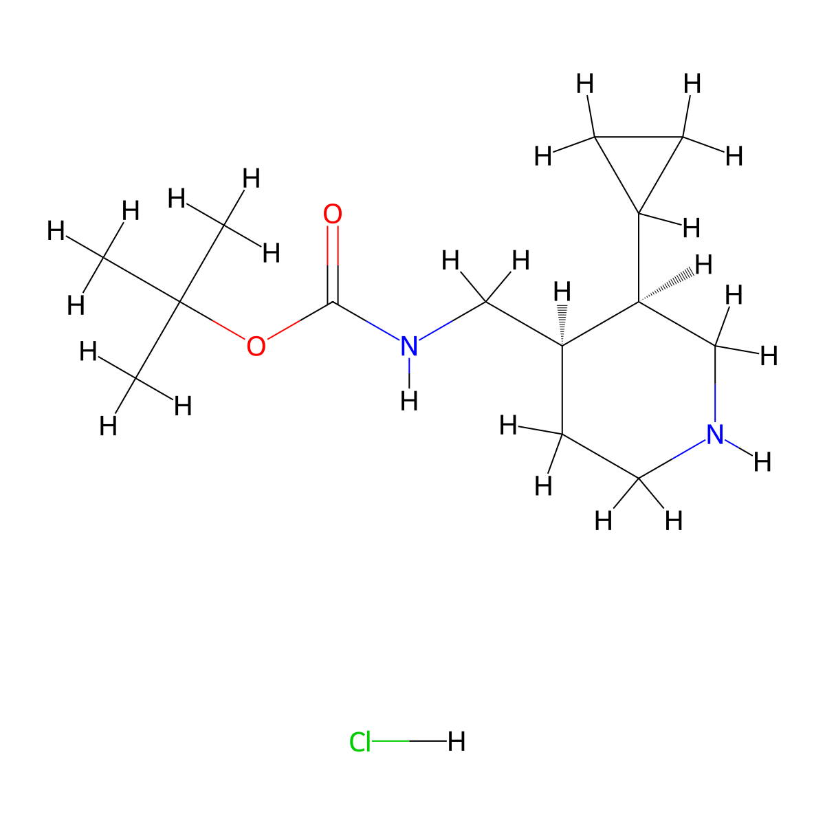 tert-butyl N-{[(3R,4R)-3-cyclopropylpiperidin-4-yl]methyl}carbamate hydrochloride molecular structure, CAS 2768300-46-3