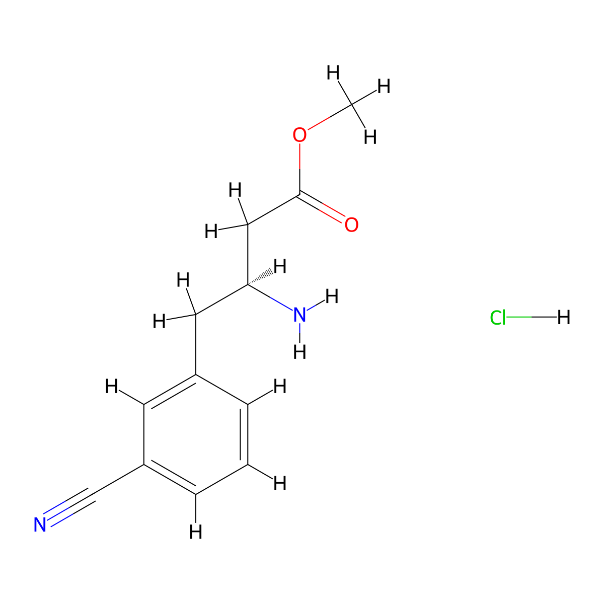 methyl (3S)-3-amino-4-(3-cyanophenyl)butanoate hydrochloride molecular structure, CAS 2768300-49-6