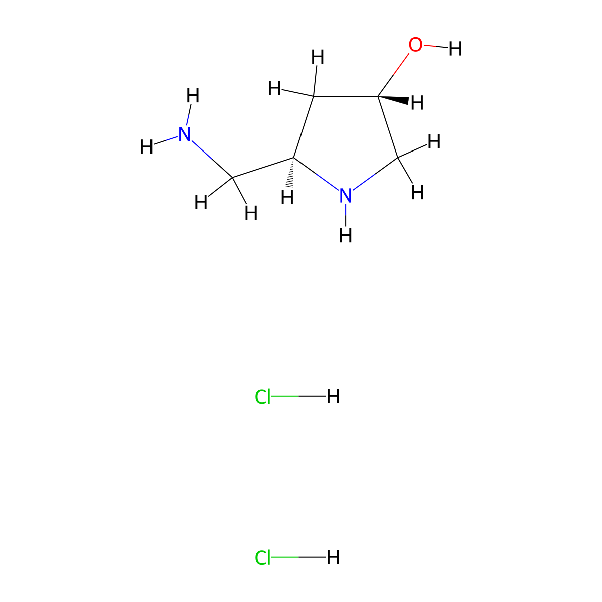 (3S,5R)-5-(aminomethyl)pyrrolidin-3-ol dihydrochloride molecular structure, CAS 2768300-50-9