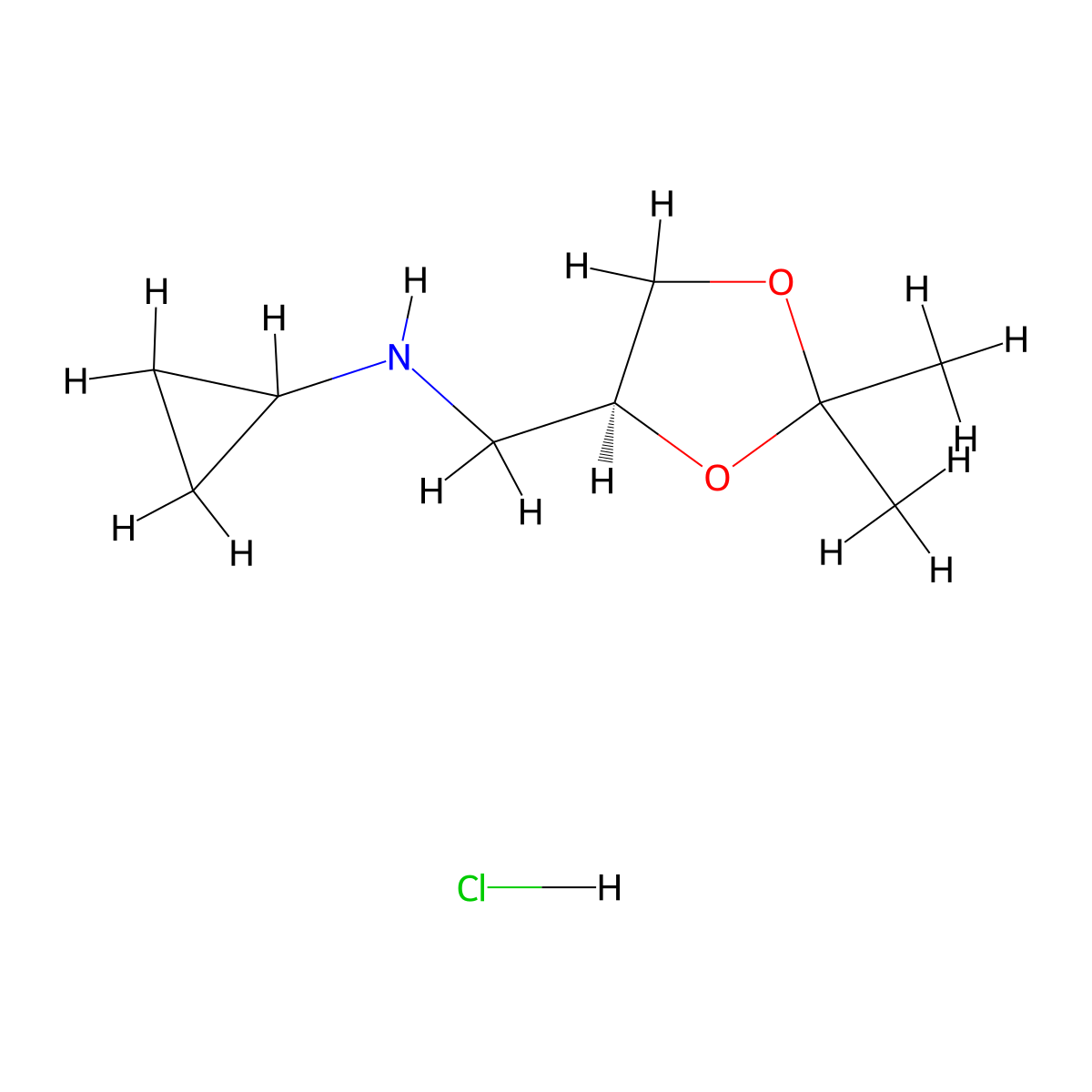 N-{[(4S)-2,2-dimethyl-1,3-dioxolan-4-yl]methyl}cyclopropanamine hydrochloride molecular structure, CAS 2768300-57-6