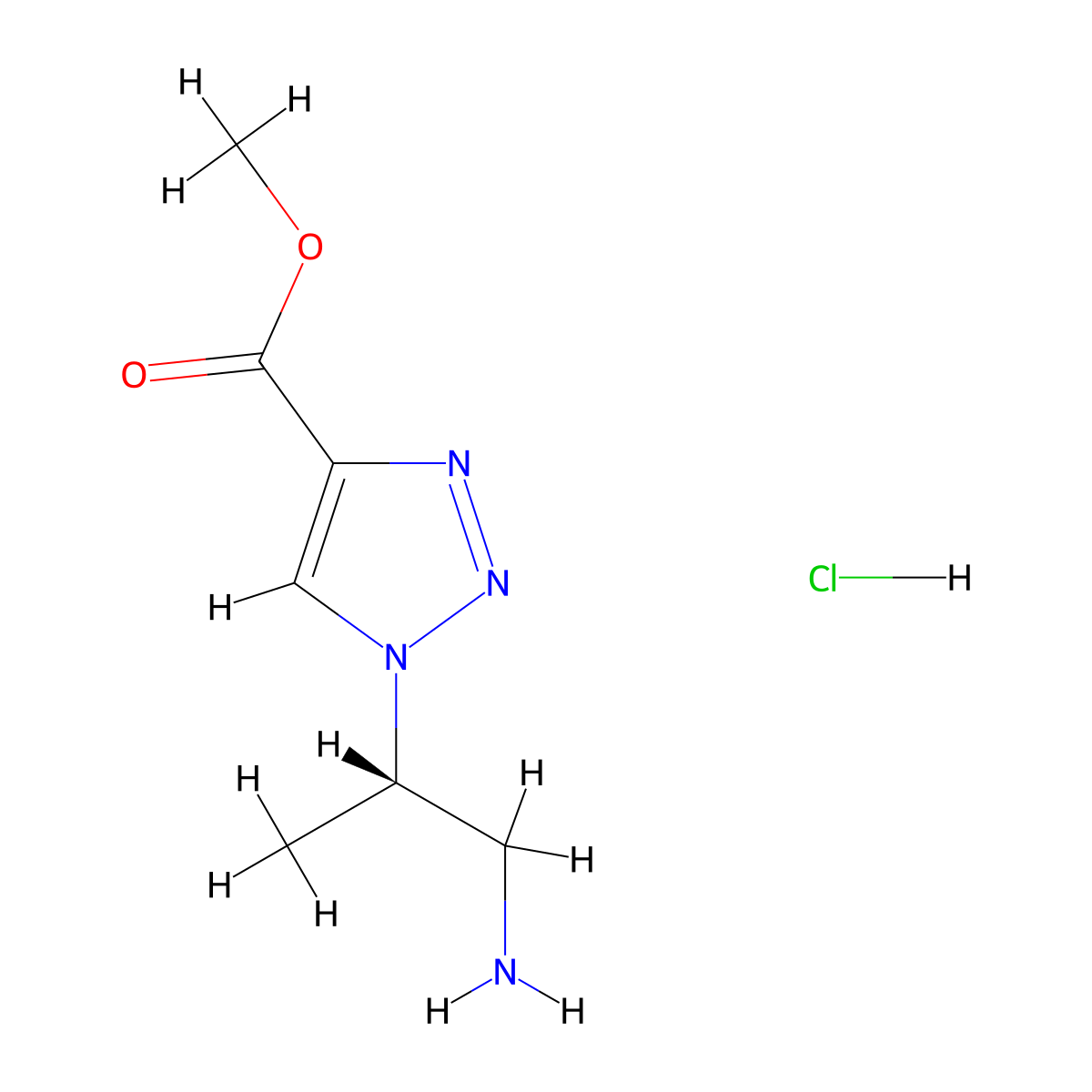 methyl 1-[(2S)-1-aminopropan-2-yl]-1H-1,2,3-triazole-4-carboxylate hydrochloride molecular structure, CAS 2768300-60-1