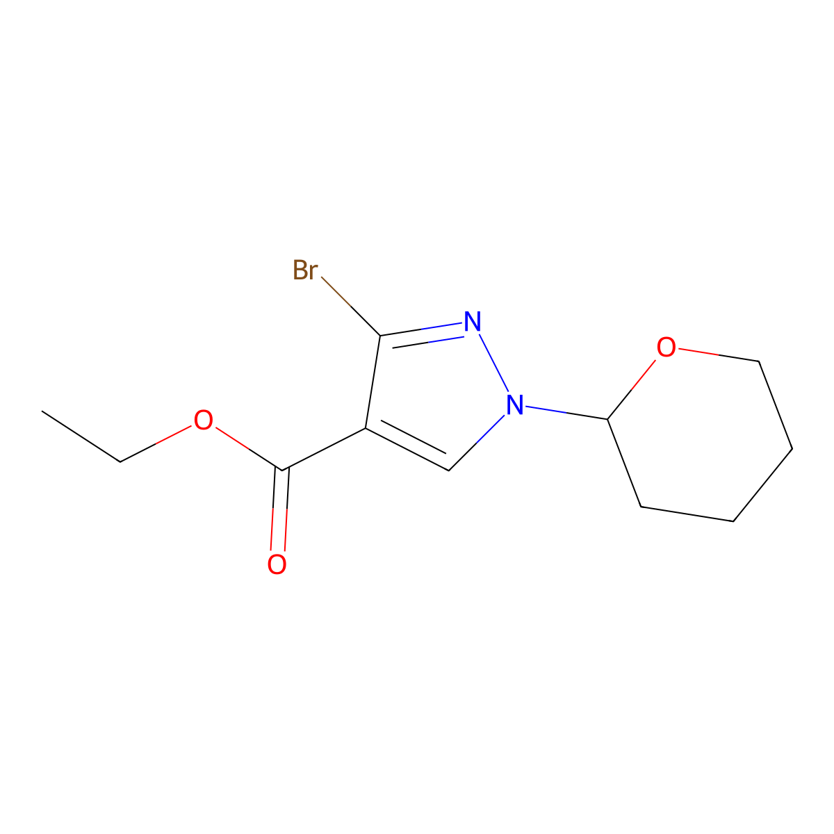 Ethyl 3-bromo-1-(oxan-2-YL)-1H-pyrazole-4-carboxylate molecular structure, CAS 2768321-74-8
