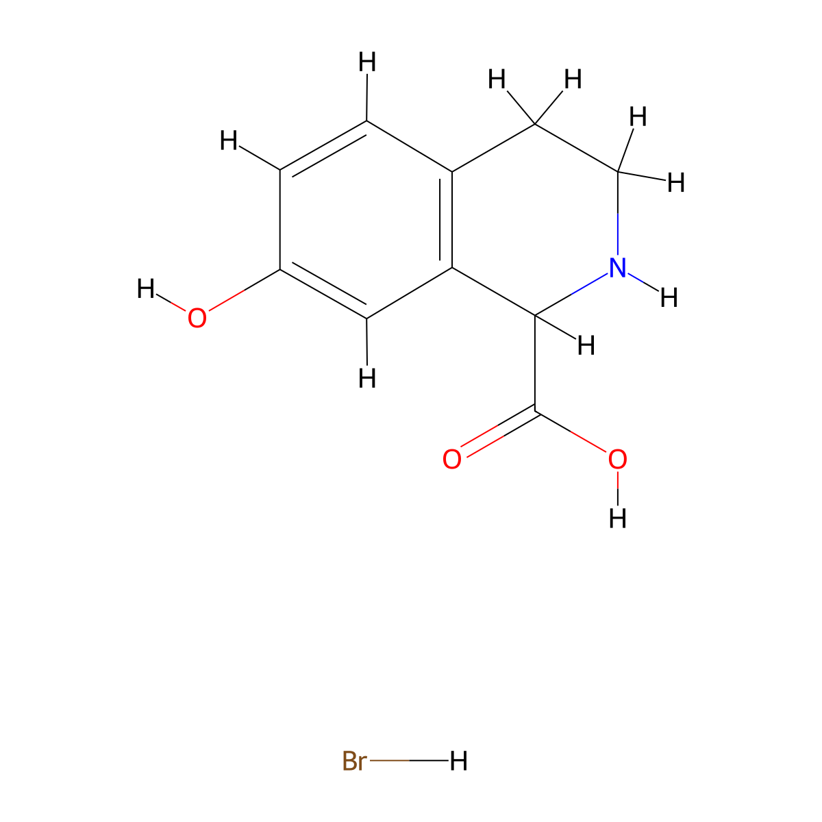 7-Hydroxy-1,2,3,4-tetrahydroisoquinoline-1-carboxylic acid hydrobromide molecular structure, CAS 2768326-16-3