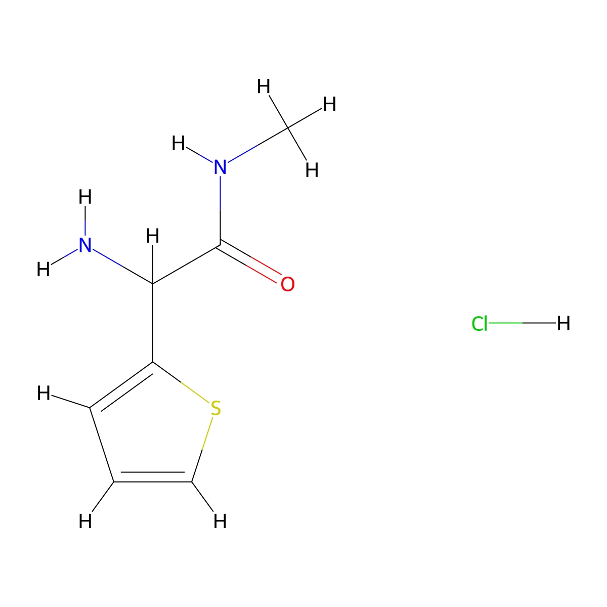 2-amino-N-methyl-2-(thiophen-2-yl)acetamide hydrochloride molecular structure, CAS 2768326-17-4