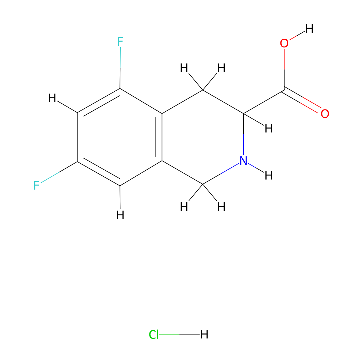 5,7-Difluoro-1,2,3,4-tetrahydroisoquinoline-3-carboxylic acid hydrochloride molecular structure, CAS 2768326-19-6
