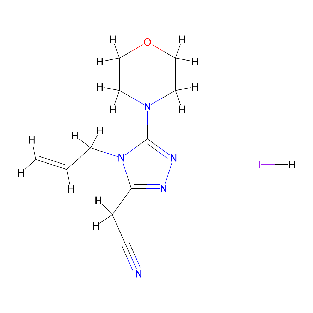 2-[5-(morpholin-4-yl)-4-(prop-2-en-1-yl)-4H-1,2,4-triazol-3-yl]acetonitrile hydroiodide molecular structure, CAS 2768326-45-8