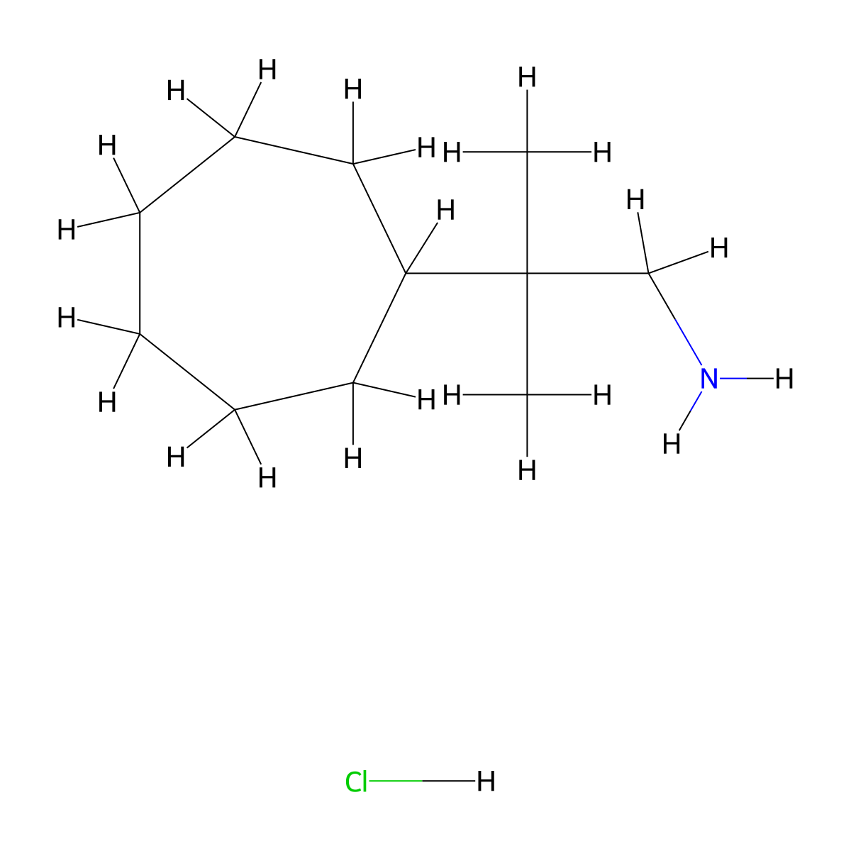 2-Cycloheptyl-2-methylpropan-1-amine hydrochloride molecular structure, CAS 2768326-47-0