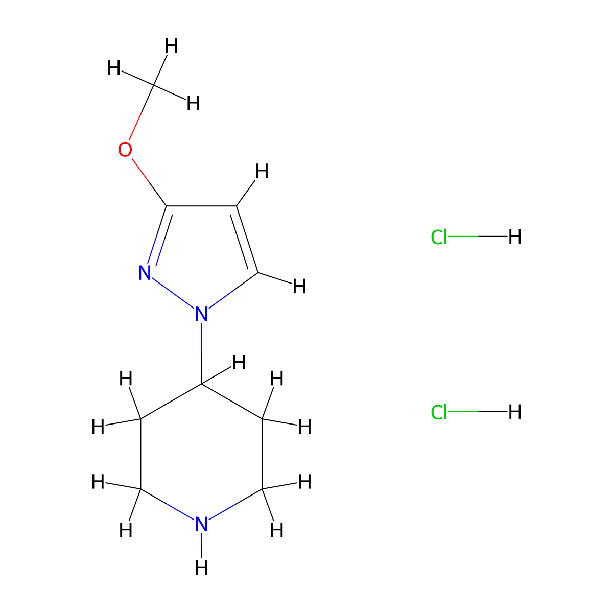 4-(3-methoxy-1H-pyrazol-1-yl)piperidine dihydrochloride molecular structure, CAS 2768326-53-8