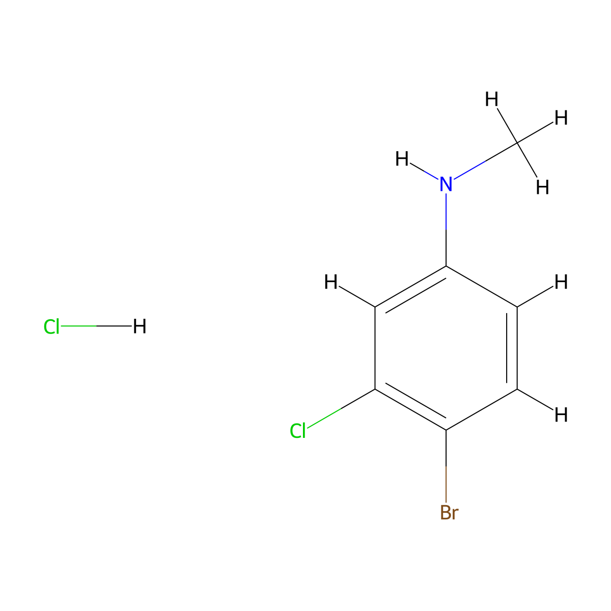 4-bromo-3-chloro-N-methylanilinehydrochloride molecular structure, CAS 2768326-54-9
