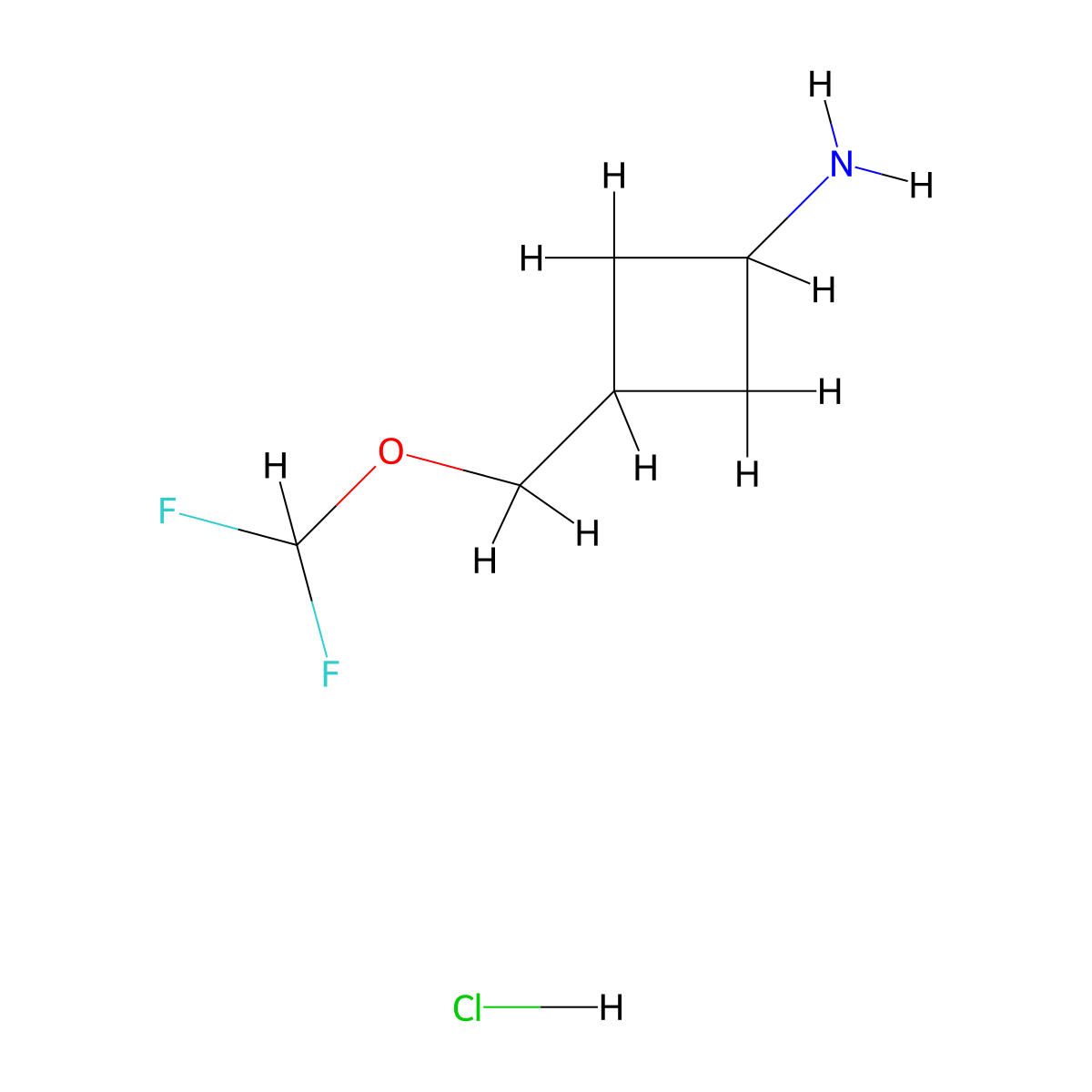 3-[(Difluoromethoxy)methyl]cyclobutan-1-amine hydrochloride molecular structure, CAS 2768326-67-4