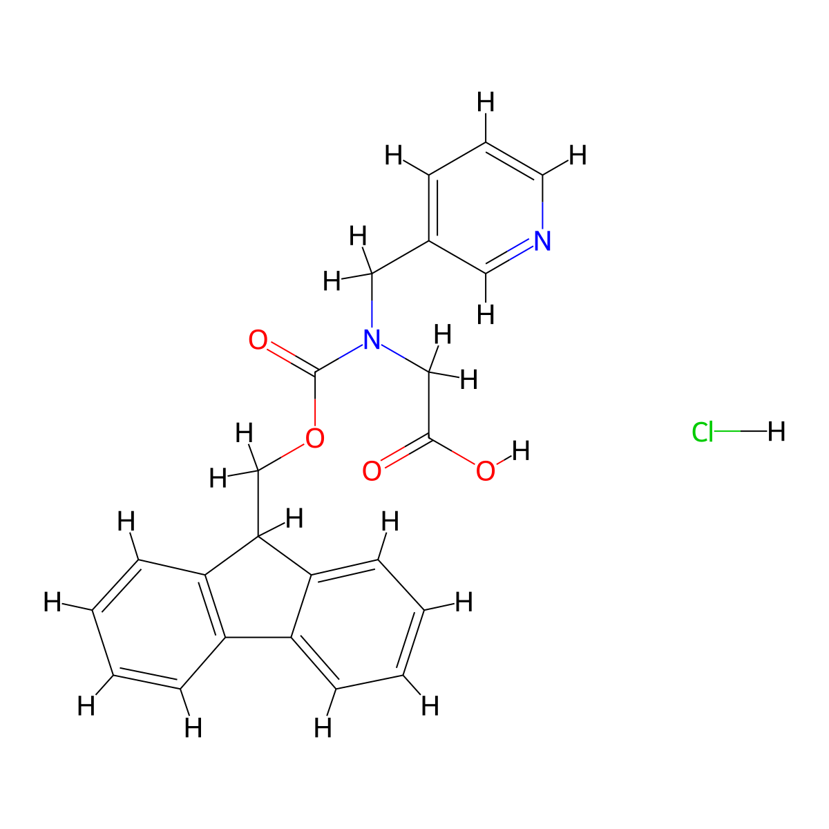 2-({[(9H-fluoren-9-yl)methoxy]carbonyl}[(pyridin-3-yl)methyl]amino)acetic acid hydrochloride molecular structure, CAS 2768326-73-2