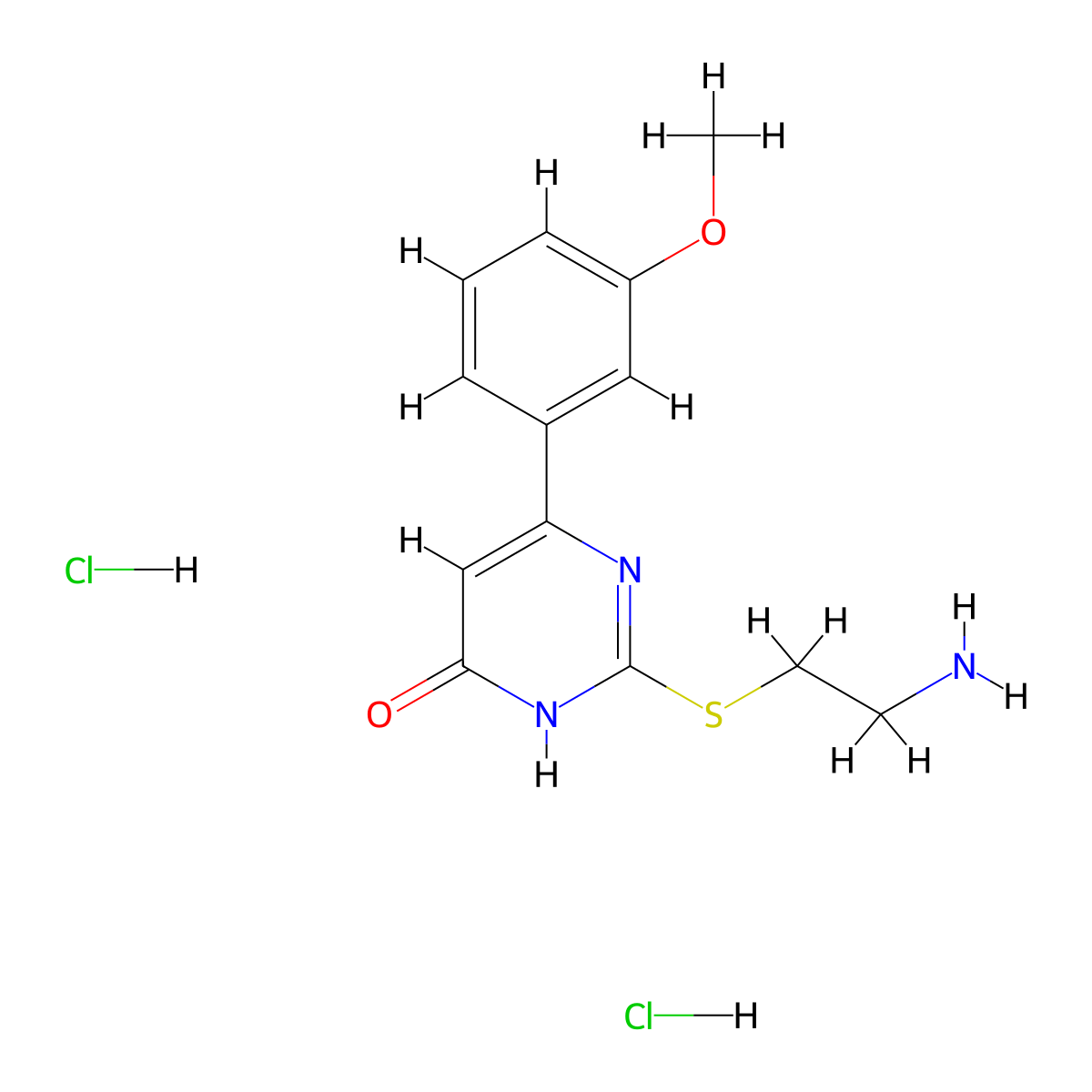 2-[(2-Aminoethyl)sulfanyl]-6-(3-methoxyphenyl)-3,4-dihydropyrimidin-4-one dihydrochloride molecular structure, CAS 2768326-84-5