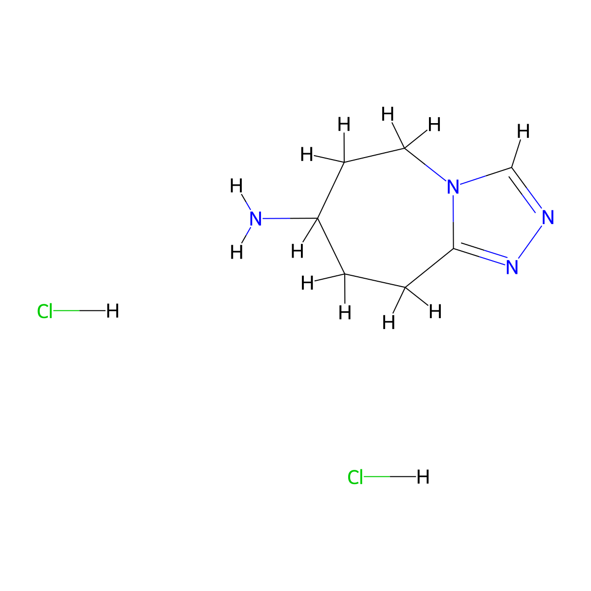 5H,6H,7H,8H,9H-(1,2,4)triazolo(4,3-a)azepin-7-amine dihydrochloride molecular structure, CAS 2768326-89-0