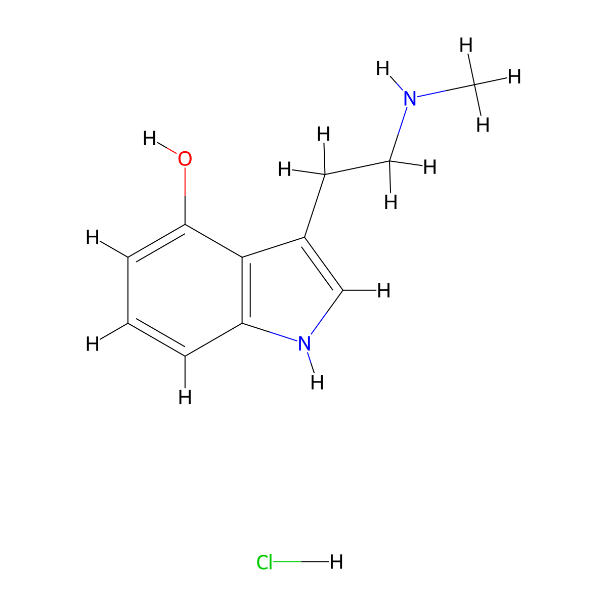 3-[2-(methylamino)ethyl]-1H-indol-4-ol hydrochloride molecular structure, CAS 2768326-95-8