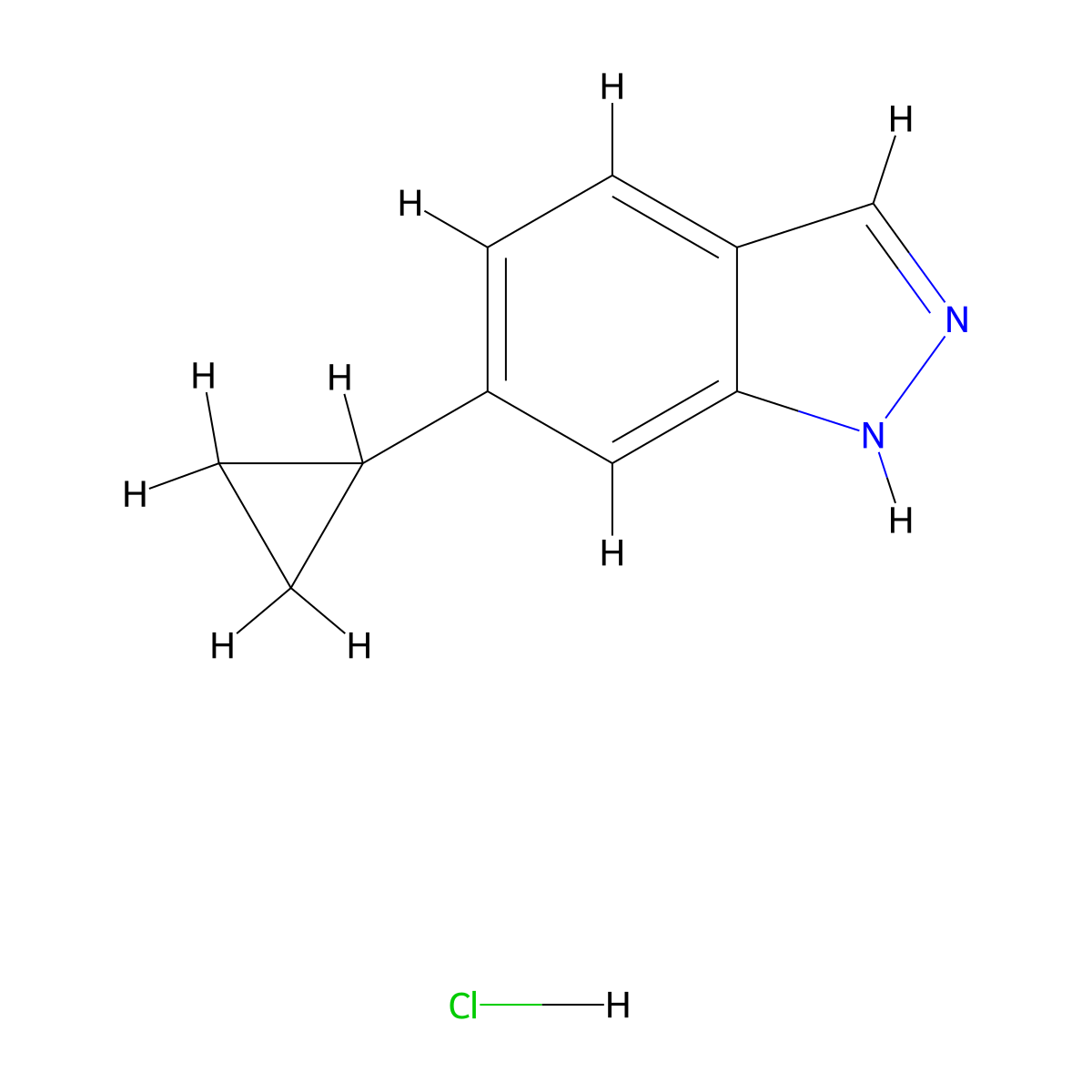 6-cyclopropyl-1H-indazole hydrochloride molecular structure, CAS 2768327-06-4