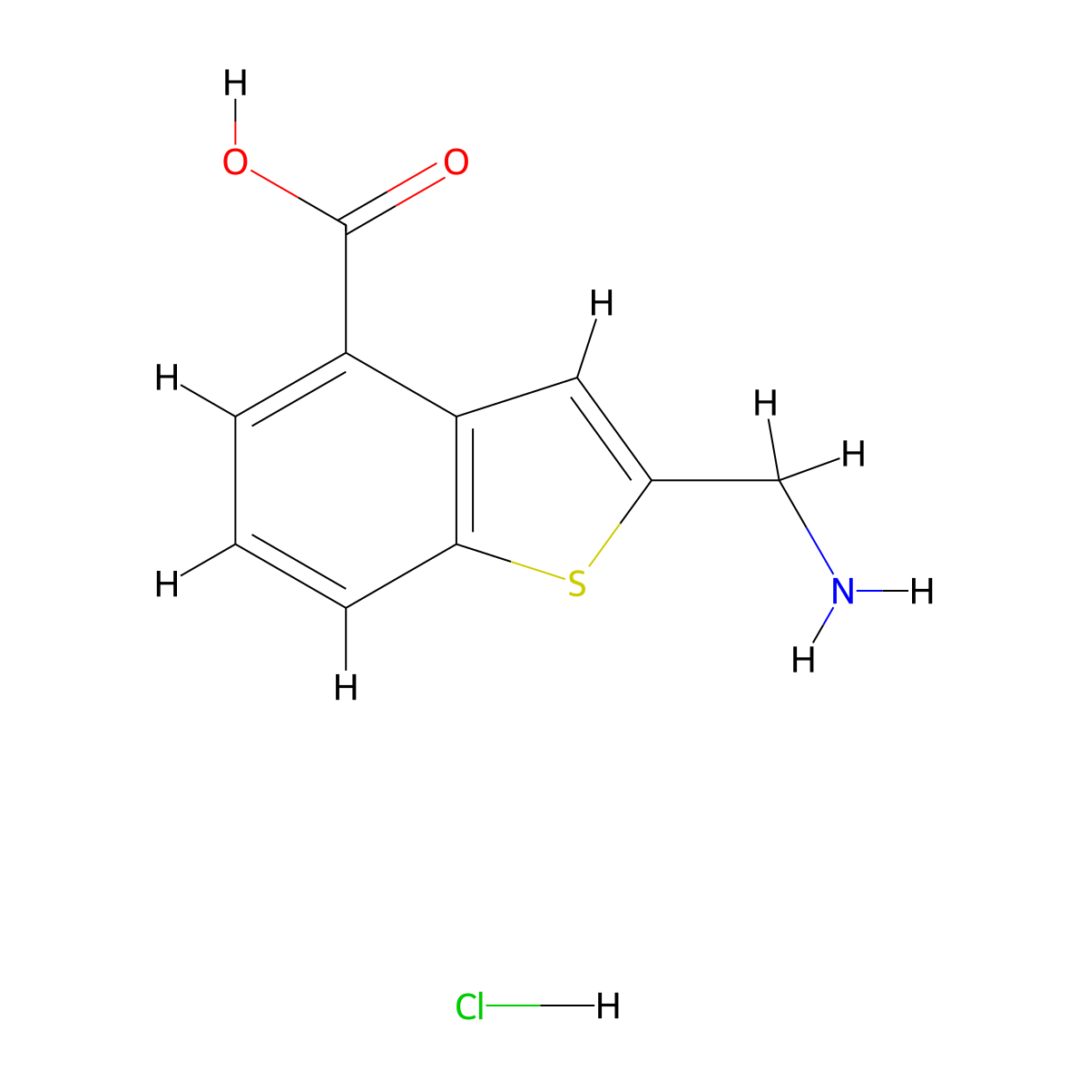 2-(Aminomethyl)-1-benzothiophene-4-carboxylic acid hydrochloride molecular structure, CAS 2768327-07-5