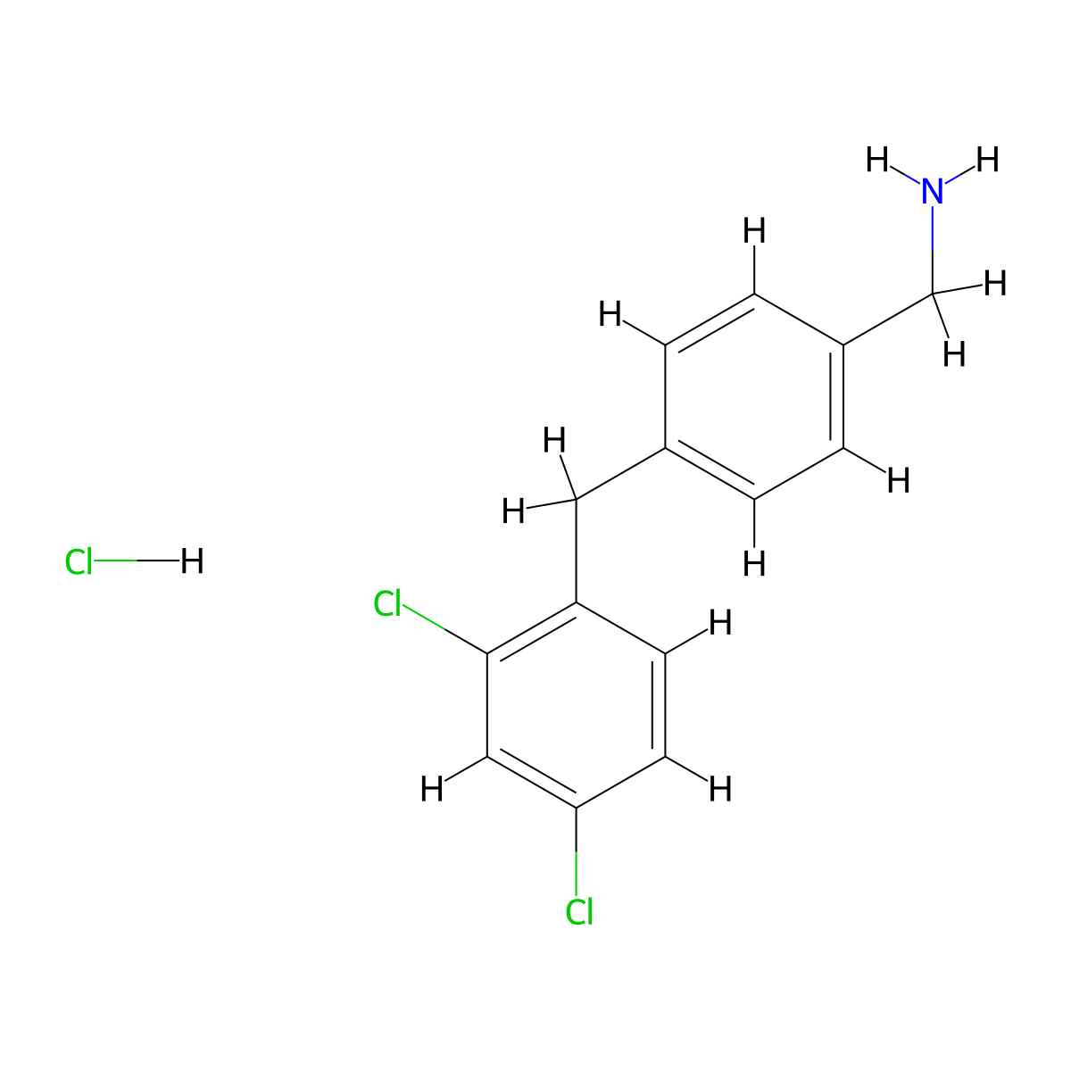 1-{4-[(2,4-Dichlorophenyl)methyl]phenyl}methanamine hydrochloride molecular structure, CAS 2768327-13-3