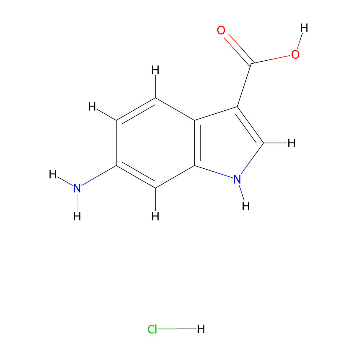 6-amino-1H-indole-3-carboxylic acid hydrochloride molecular structure, CAS 2768327-15-5