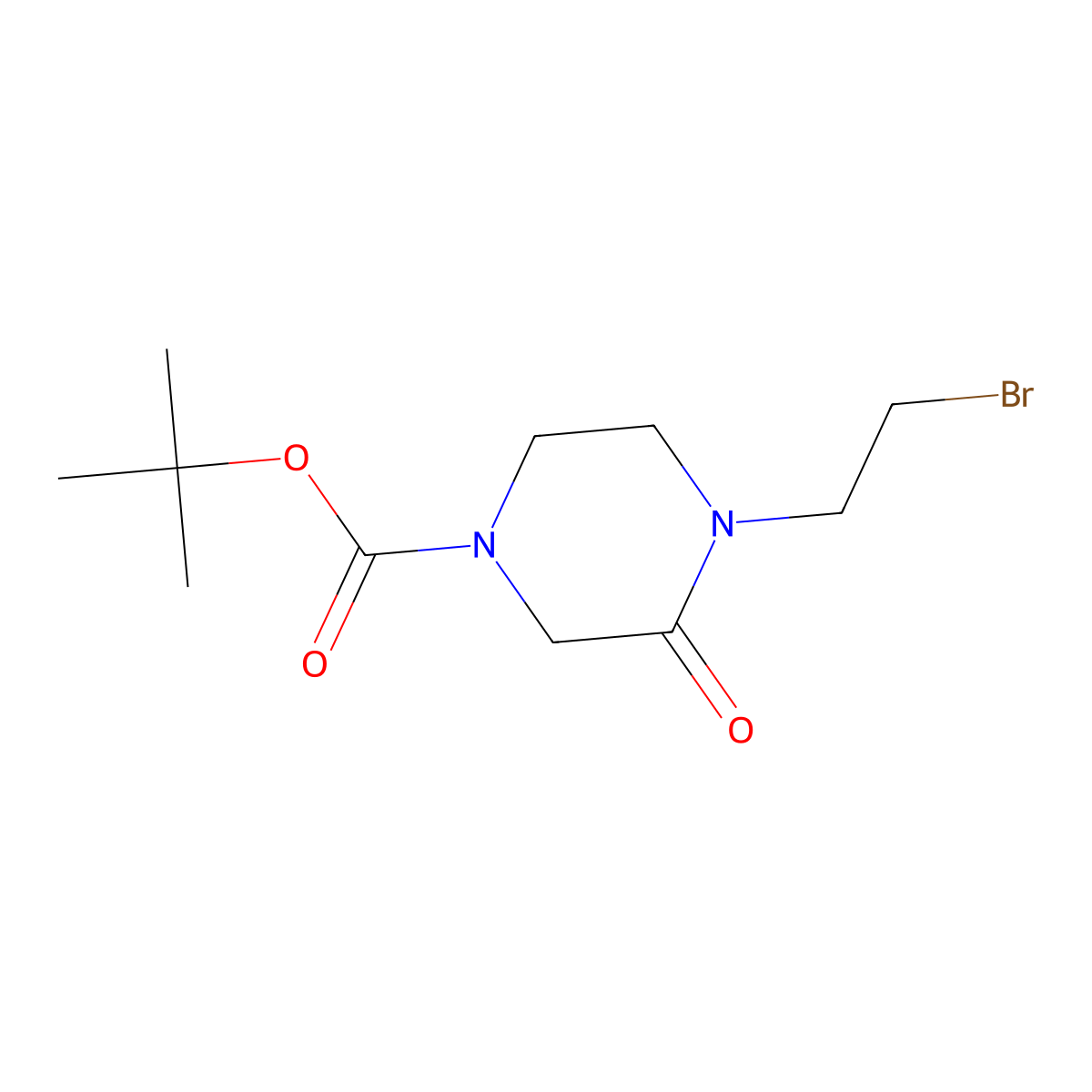 Tert-butyl 4-(2-bromoethyl)-3-oxopiperazine-1-carboxylate molecular structure, CAS 2768327-29-1