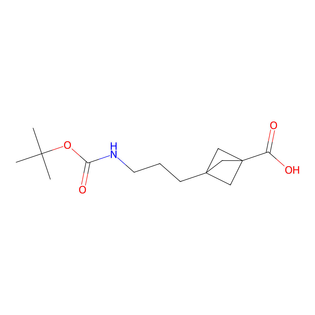 3-(3-{[(Tert-butoxy)carbonyl]amino}propyl)bicyclo[1.1.1]pentane-1-carboxylic acid molecular structure, CAS 2768327-41-7