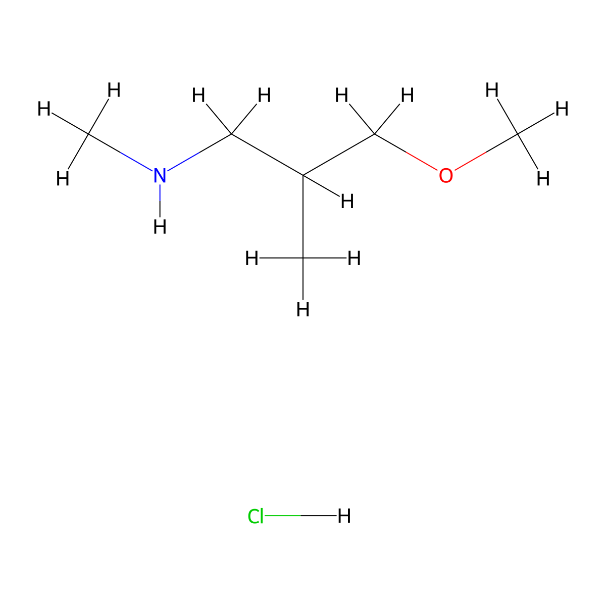 (3-Methoxy-2-methylpropyl)(methyl)amine hydrochloride molecular structure, CAS 2768327-47-3