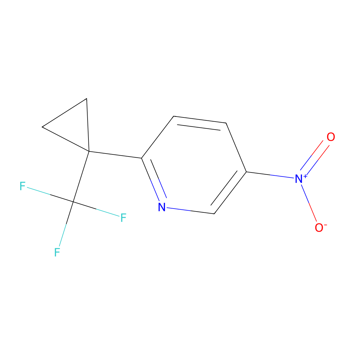 5-Nitro-2-[1-(trifluoromethyl)cyclopropyl]pyridine molecular structure, CAS 2768327-58-6