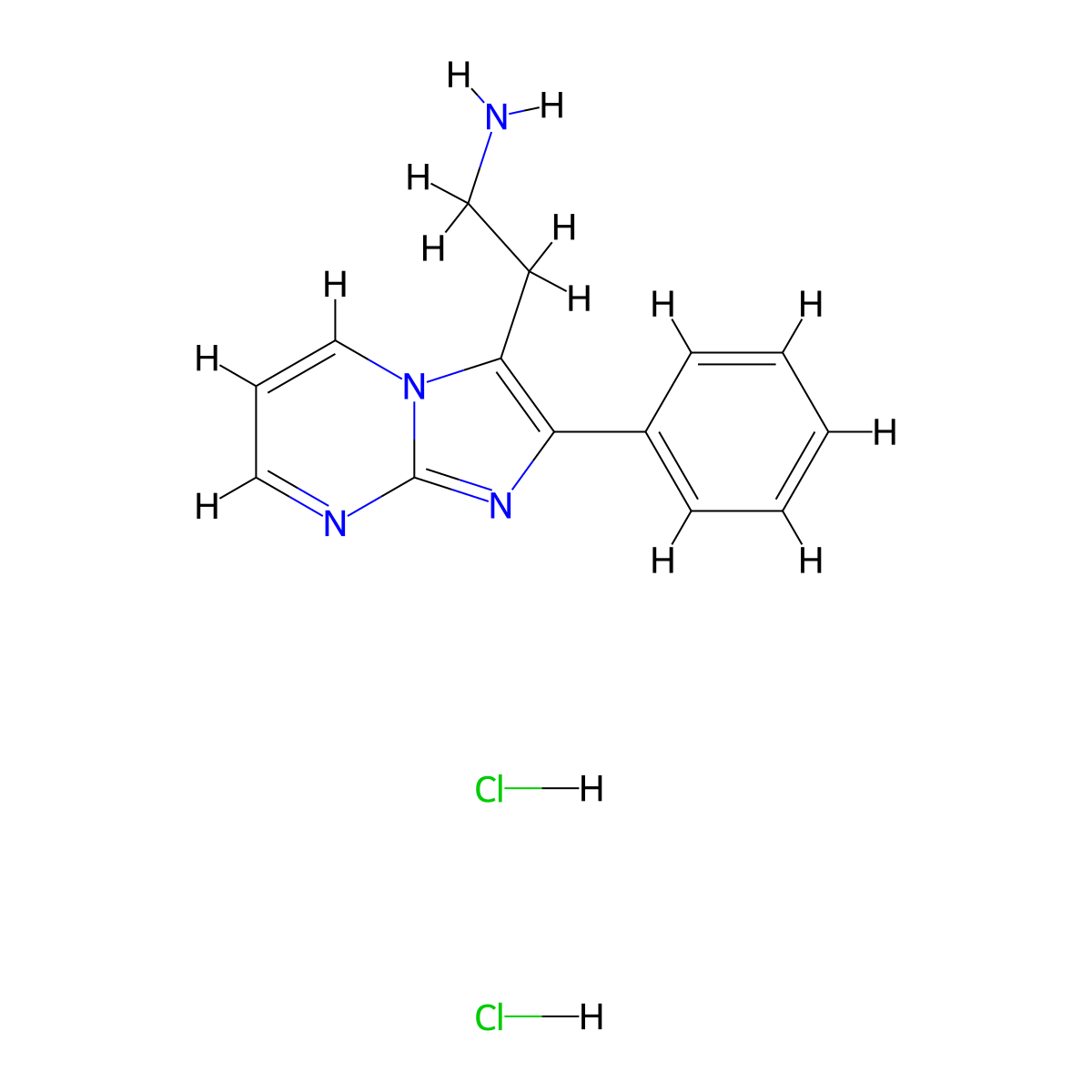 2-{2-Phenylimidazo[1,2-a]pyrimidin-3-yl}ethan-1-amine dihydrochloride molecular structure, CAS 2768327-59-7