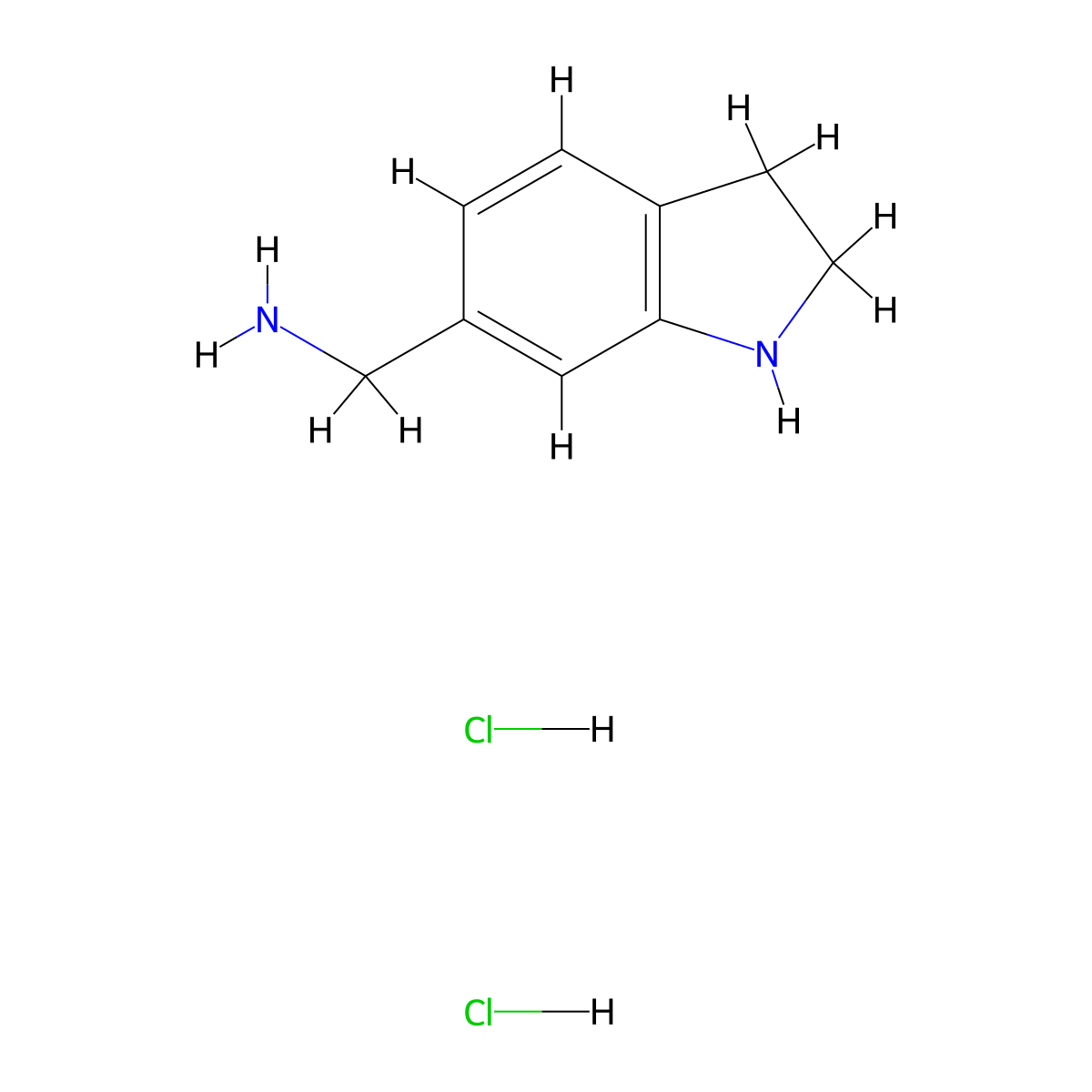1-(2,3-dihydro-1H-indol-6-yl)methanamine dihydrochloride molecular structure, CAS 2768327-60-0