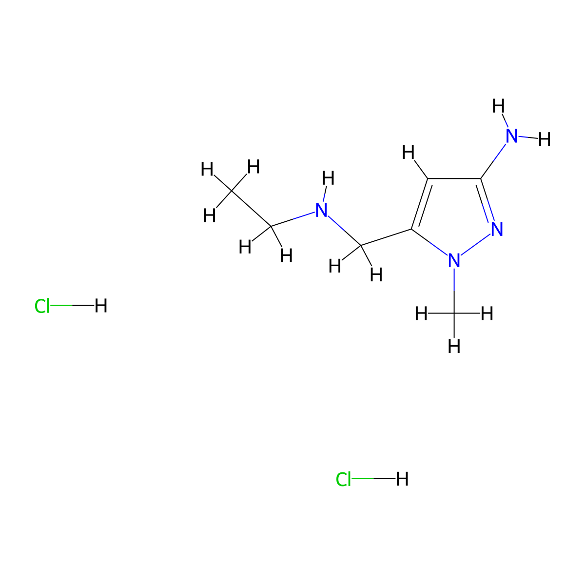 5-[(ethylamino)methyl]-1-methyl-1H-pyrazol-3-amine dihydrochloride molecular structure, CAS 2768327-62-2