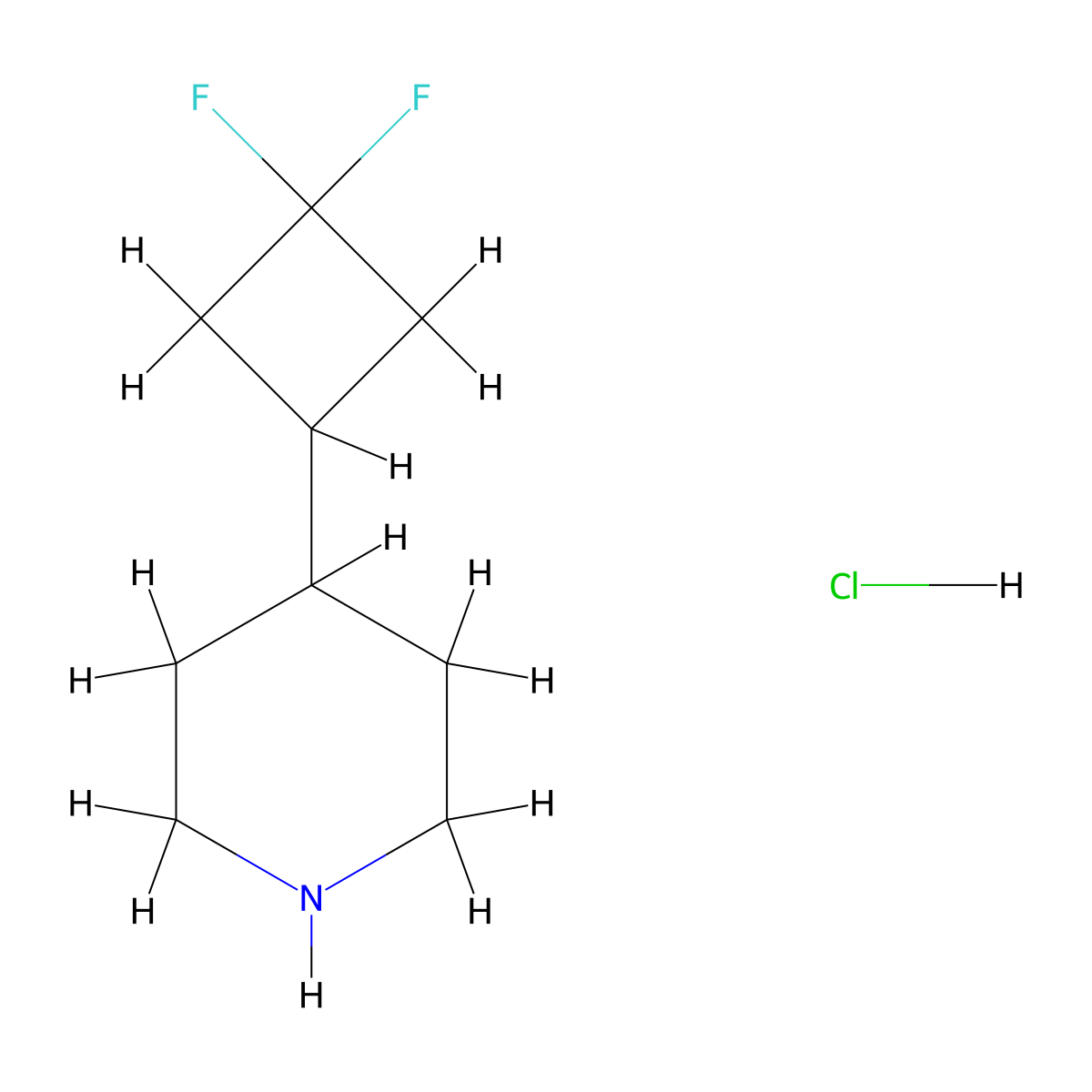 4-(3,3-Difluorocyclobutyl)piperidine hydrochloride molecular structure, CAS 2768327-63-3