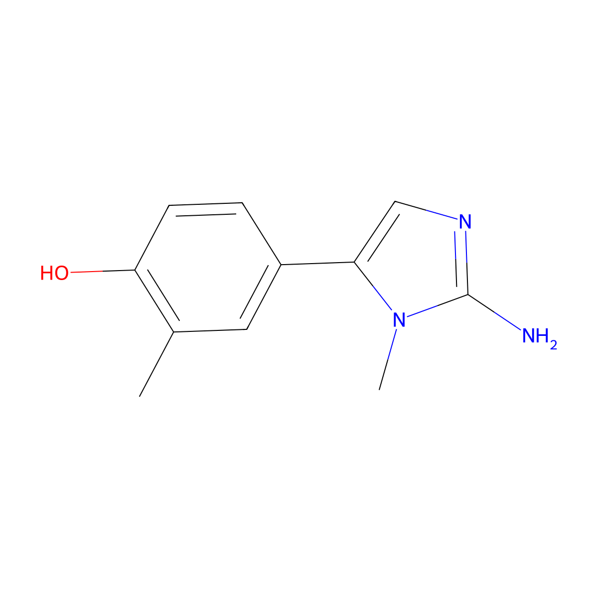 4-(2-amino-1-methyl-1H-imidazol-5-yl)-2-methylphenol molecular structure, CAS 2768327-69-9