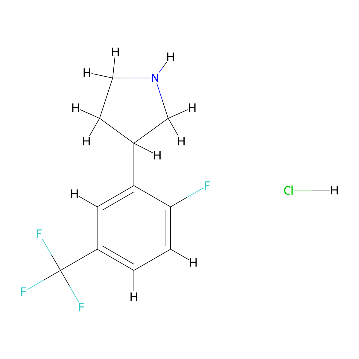 3-[2-Fluoro-5-(trifluoromethyl)phenyl]pyrrolidine hydrochloride molecular structure, CAS 2768327-72-4