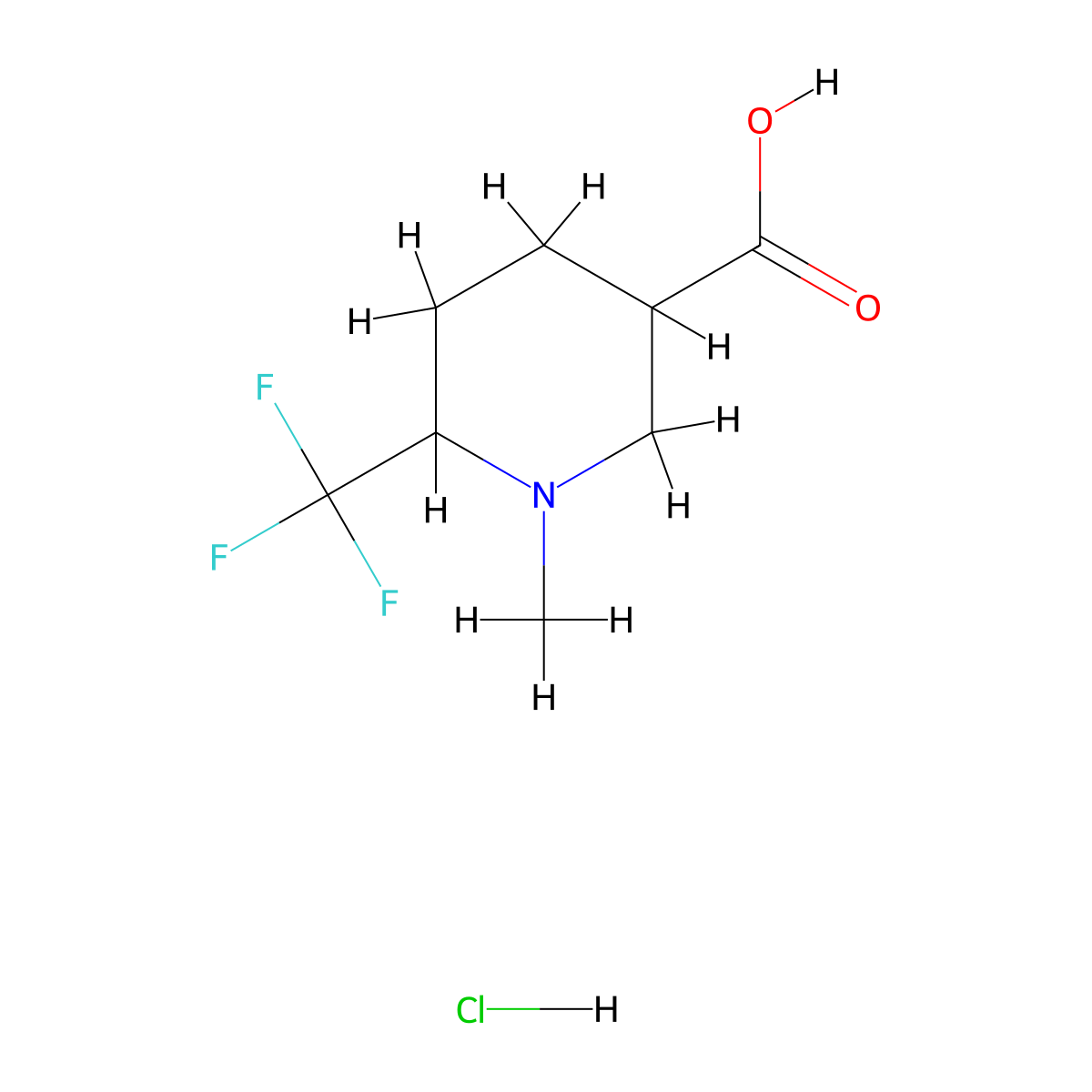 1-Methyl-6-(trifluoromethyl)piperidine-3-carboxylic acid hydrochloride molecular structure, CAS 2768332-23-4
