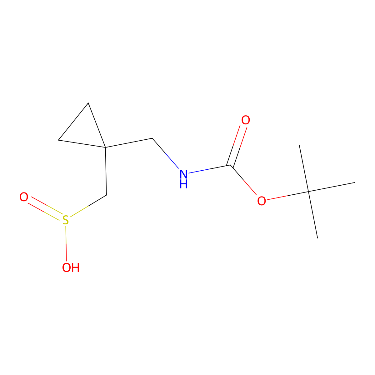 [1-({[(Tert-butoxy)carbonyl]amino}methyl)cyclopropyl]methanesulfinic acid molecular structure, CAS 2768332-29-0